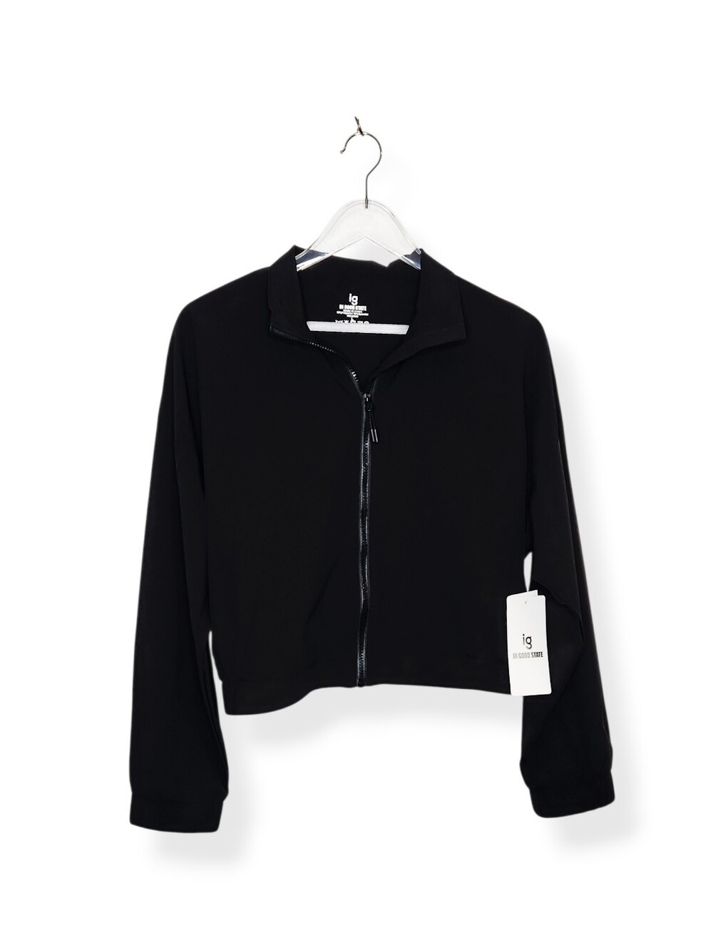 NWT IG In Good State Black Cropped Lightweight Jacket Coat Women's Size Large